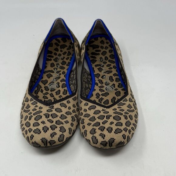 Rothy’s The Flat Womens 8 Brown Spotted Leopard Knit Round Toe Slip On Shoes - Picture 5 of 15